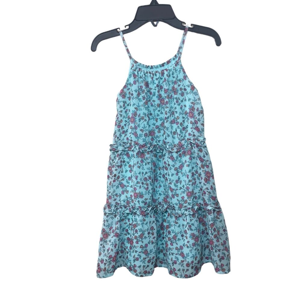 Toddler Girls Floral Dress 4T Spaghetti Strap Tiered Sundress Mint Green - Picture 3 of 8